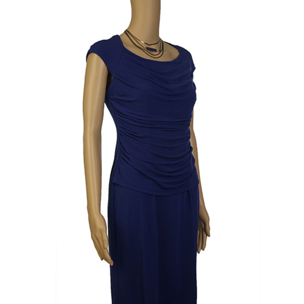 Petite Women Connected Apparel Color Blueberry Sleeveless Dress 6P NEW